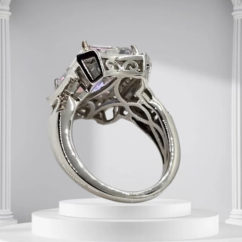Mercury Mystic Topaz, White Zircon Ring In Platinum Over Sterling. Size 5 NWOT